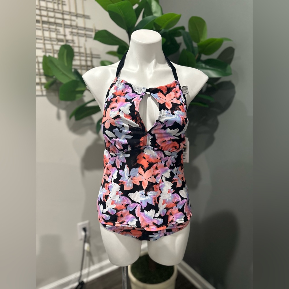 New Time and Tru Women's  Plus Watercolor Tie Swim Top and Bottom Medium 8/10